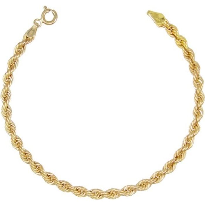 Bracelet Or 18 Carats 750/000 Maille Corde Jaune - Femme Bracelet Or 18 Carats 750/000 Maille Corde Jaune - Femme