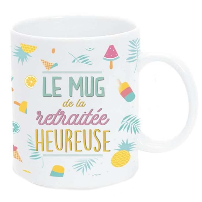 Mug Ceramique Le Mug De La Retraitee Heureuse Blanc Multicolore Retraite 95x80 Mm Q7140 Cdiscount Maison