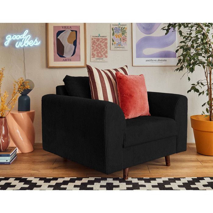 Rune - fauteuil - en velours côtelé - Noir Rune - fauteuil - en velours côtelé - Noir