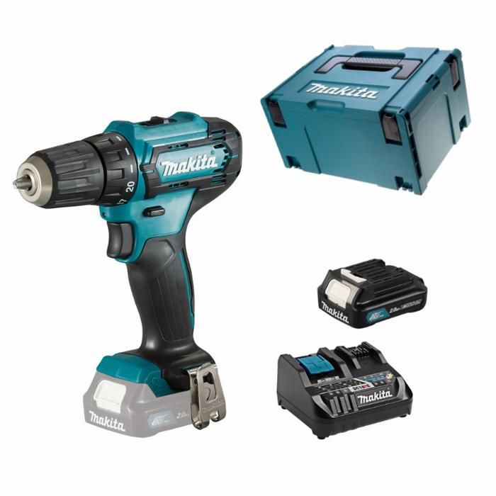 Perceuse visseuse 12 V CXT Li Ion Ø 10 mm MAKITA DF333DZJ + Batterie BL1021B 12V 2Ah + Chargeur DC18RE 12V18V