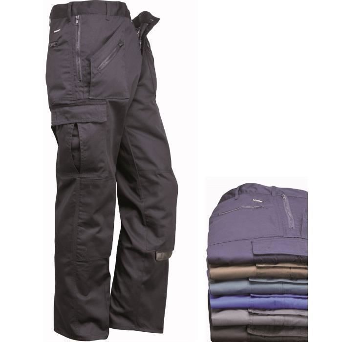 RAK SPORTSWEAR Pantalon Cargo Travail Homme Multi-Poches Renforts Cordura Genouillères – Ultra Résistant & Confortable Noir