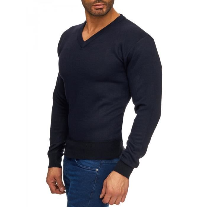 Hommes V-Cou Pull Tricot Vêtement de Top Casual Manches Longues Couleur Unie M-2XL 