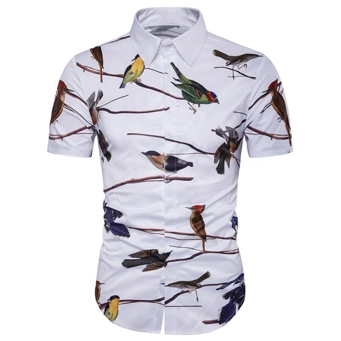 Homme Chemise Mode Casual Impression Les Oiseaux De Motif