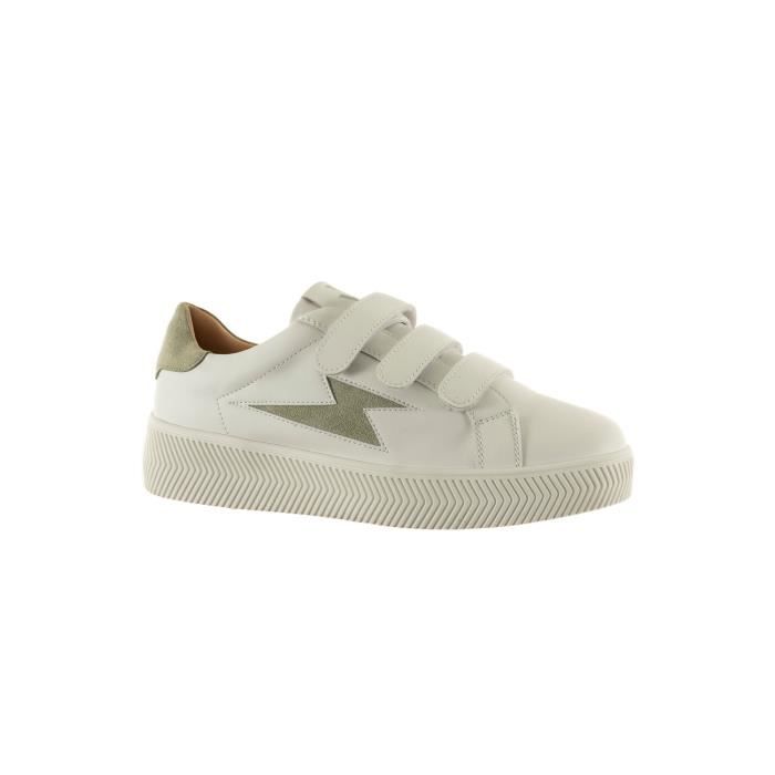 VANESSA WU Baskets basses femme - VANESSA WU - Camelia blanc - Talon plat - Lacets