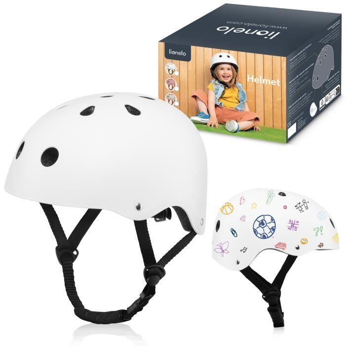 Casque vélo enfant - LIONELO - 50-56 cm - Matériaux de haute qualité - Blanc