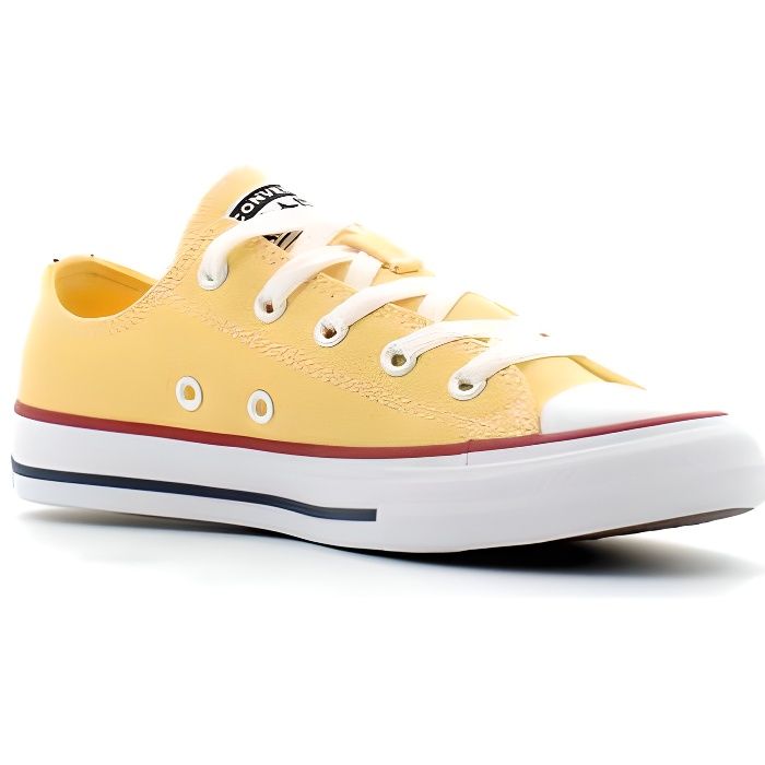 Basket - CONVERSE - ALL STAR OX KIDS jaune - Mixte - Enfant - Textile - Lacets - Plat