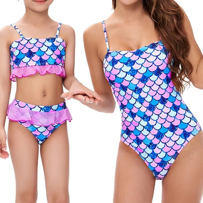 IEFIEL Mère et Fille Maillot de Bain 1 Pièce Tankini Femme Parent Enfant  Costumes de Natation Vintage S-XL 2-12 Ans Écailles rose - Cdiscount  Prêt-à-Porter