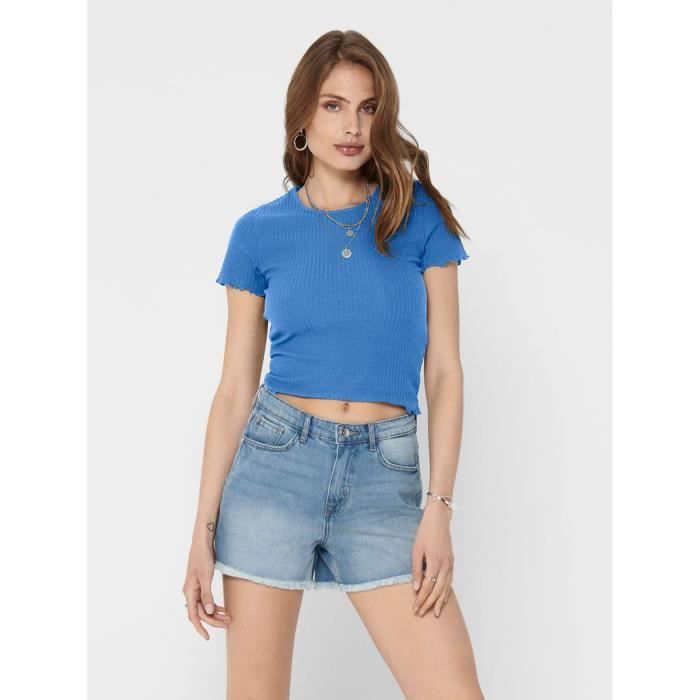 Ces Femme Striped Round Neck Short Sleeve T-Shirt