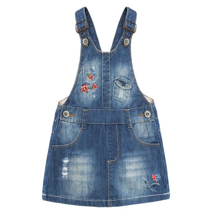 Robe Salopette En Jean Pour Petite Fille Bretelles Réglables Taille à  14 Ans