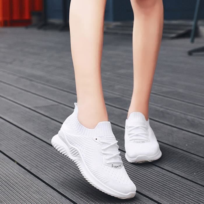 Baskets Femme VITATA Mode Respirant Marche Maille Blanc