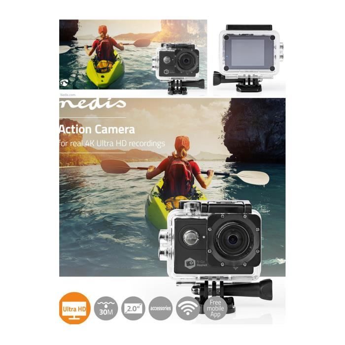 Nedis Caméra de sport Ultra HD 4K Wi-Fi - Caméra sportive - LDLC