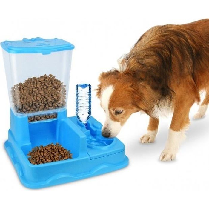 3028 Distributeur Automatique De Croquettes Eau Avec Double Bol Chien Et Chat Bleu Cdiscount