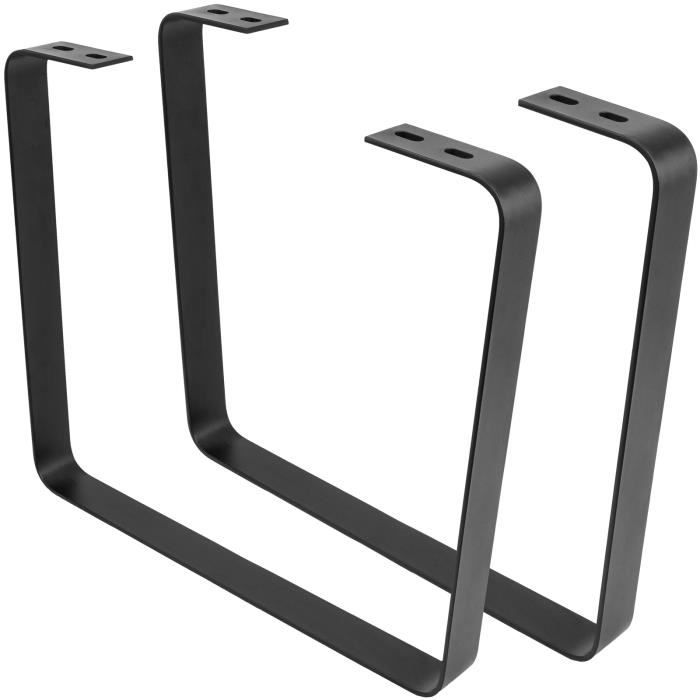 PrixPrime - Pieds de meuble rectangulaires noirs pour table de chevet lot de 2 480 x 45 x 420 mm