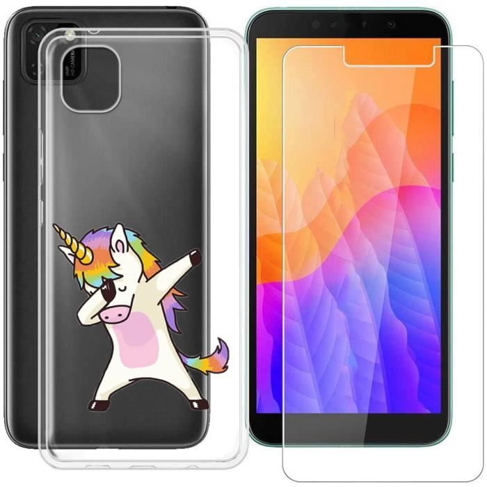 Coque Huawei Y5P 2020 DRA-LX9 - Protection Intégrale Transparente + Verre Trempé Inclus - TPU Souple + Dos Rigide - Antichoc