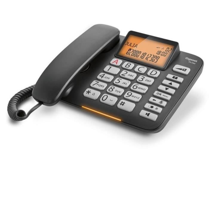 GIGASET DL580 TÉLÉPHONE FILAIRE SANS RÉPONDEUR AUTOMATIQUE AVEC AFFI