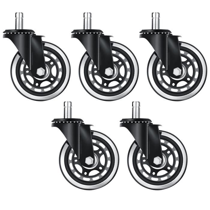 5 Pièces Séries Roue de Chaise de Bureau Roulettes de Remplacement 2.5 Pouces Chaise de Bureau