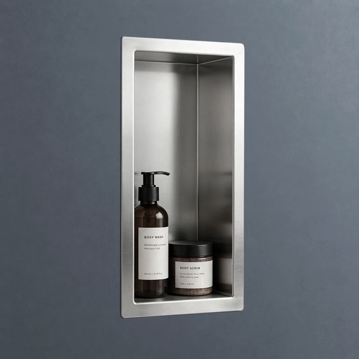 Sogood Niche de douche à carreler argent 15x30cm étagère murale à encastrer en acier inoxydable