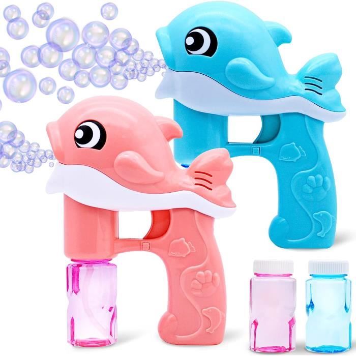 JOYIN 2 Pistolets à Bulles Baleine Avec 4 Recharges – Machine à Bulles Automatique LED – Jouet Extérieur Été Pour Enfants Dès 3 Ans
