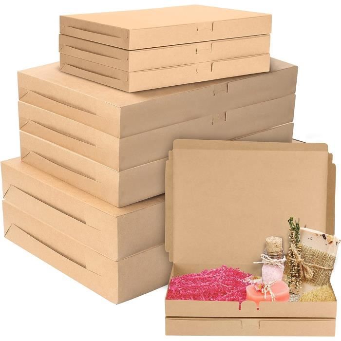50 Boîtes Cadeau Kraft 12x12x5cm - Marron, Blanc, Noir, Facile à Assembler Pour Fêtes