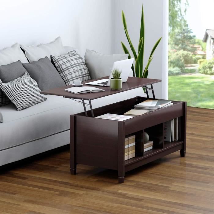 GOPLUS Table Basse Moderne, Table Basse de Salon à Plateau Relevable à ...
