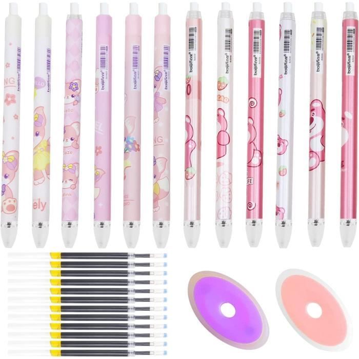Lot De 8 Stylos Gel Effaçables 0,5 Mm - Encre Thermique, Gomme Intégrée, 4 Couleurs (bleu, Noir, Rouge, Vert)