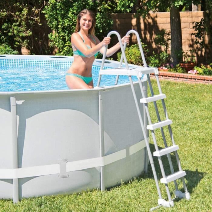 Échelle De Piscine Intex 122 Cm - Marchepied Amovible - Capacité 136 Kg - Gris
