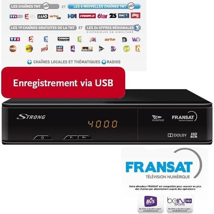 STRONG SRT 7405 Décodeur TNT HD satellite FRANSAT HD