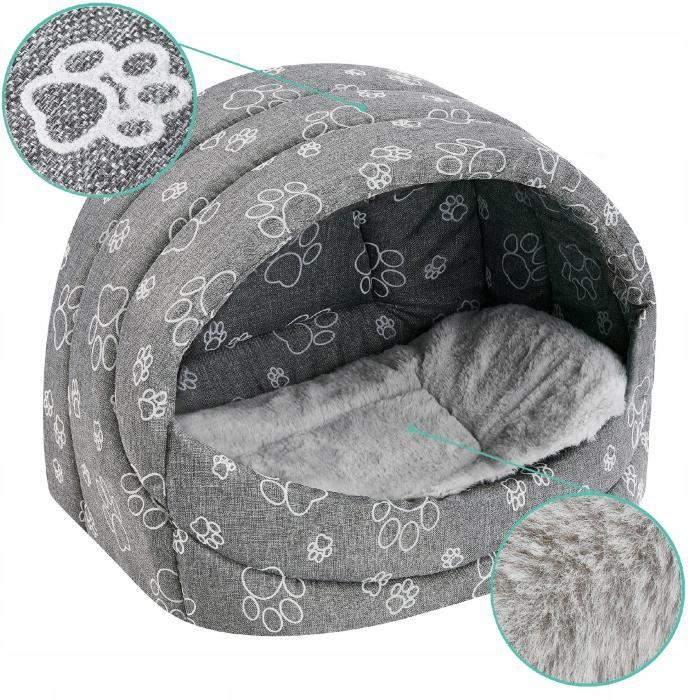 Comparer les prix de SuperKissen24 Panier pour Chien Chat Lit Niche Corbeille Gris Blanc Taille L Couchage