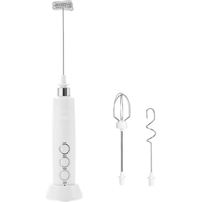 Mousseur à Lait Électrique Rechargeable USB 3 Vitesses - Fouet Portatif Inox Pour Lattes Crémeux, Cappuccino Et Chocolat Chaud