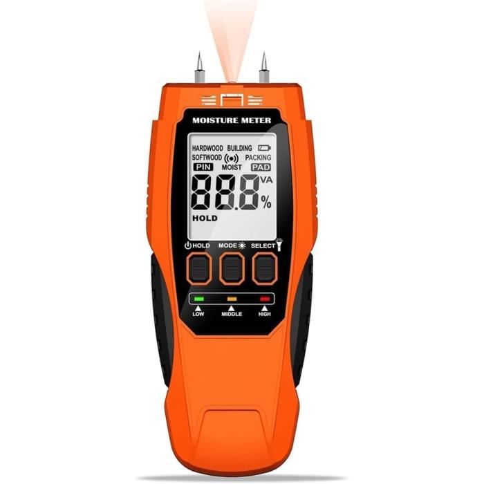 Humidimètre Numérique Pour Bois Et Matériaux - Détecteur D'humidité à Broches, Portable, Pour Murs, Plâtre, Bois Dur