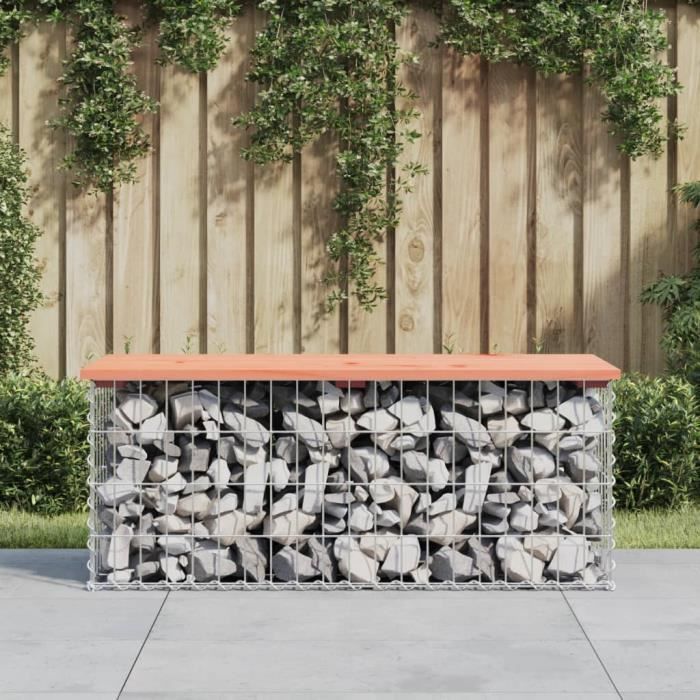 vidaXL Banc de jardin design gabion 103x44x42cm bois massif de douglas - vue 2