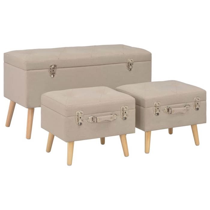 vidaXL Lot de 3 Tabourets de Rangement Bout de Lit Repose-Pied de Salon Organisateur dEntrée Salle de Séjour Intérieur 247524