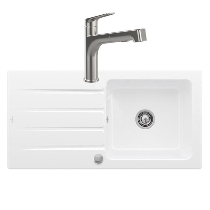 Evier 1 bac VILLEROY ET BOCH Architectura 60 + Robinet de cuisine Junis Sky Shower - vue 6