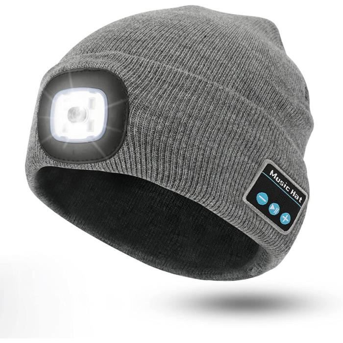 Bonnet à LED Bluetooth avec lumière, Musique Rechargeable Chapeau 4 LED  Lampe frontale étanche Chapeau en tricot chaud d'hiver- Gris - Cdiscount  Prêt-à-Porter