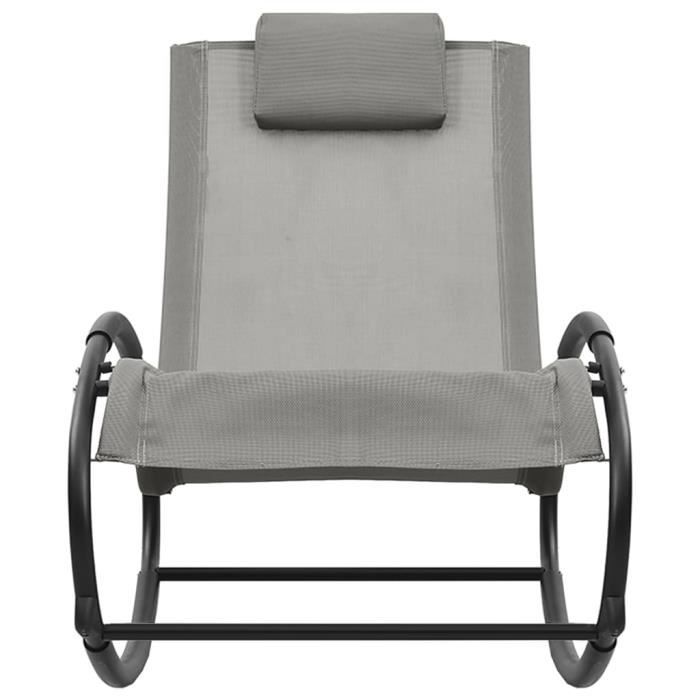 fhe - sièges de jardin - chaise longue avec oreiller acier et textilène gris - yosoo - dx1369