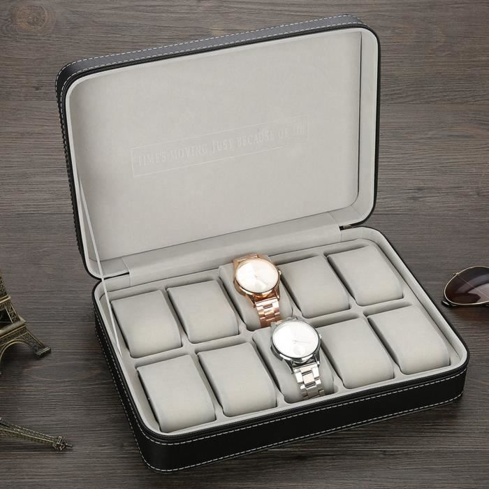 Étui / Boîte De Rangement Pour Montres – Tissu Oxford EVA – Noir – 31x26x7.5 Cm