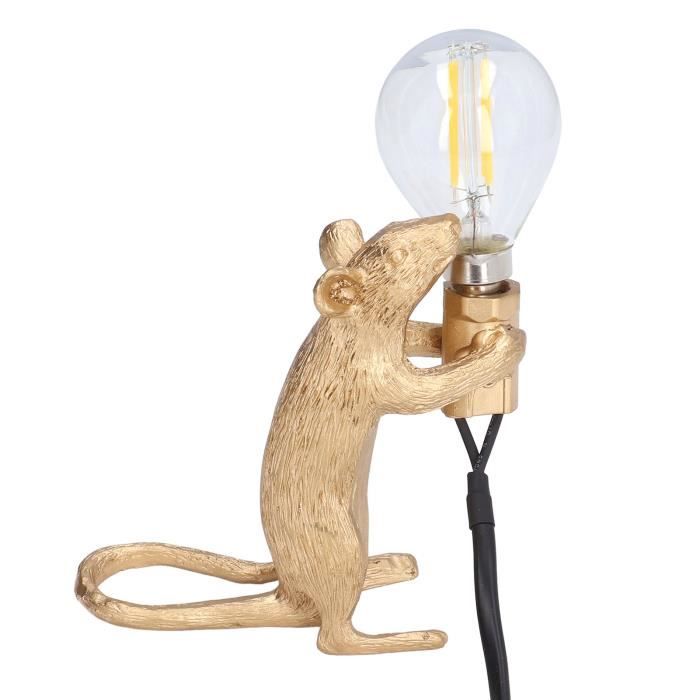 Zerone Lampe danimaux Lampe animale éclairage doux opération simple image réaliste lampe de souris en résine moderne pour