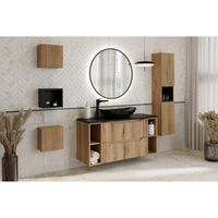 Meuble de Salle de Bain, sous Vasque, Aspect chêne Viking, Vert Roseau