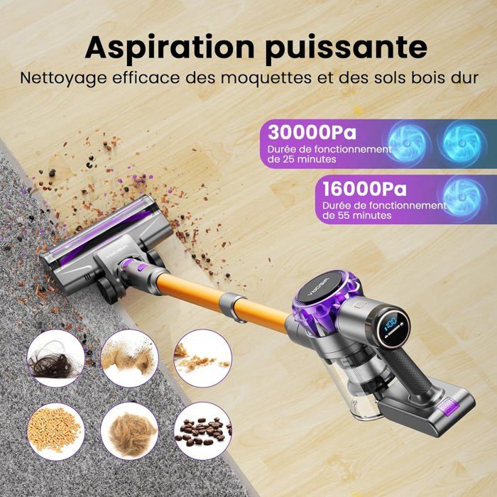 Autonomie 40min Aspirateur Balai Sans Fil VersLife S7PLUS 35Kpa
