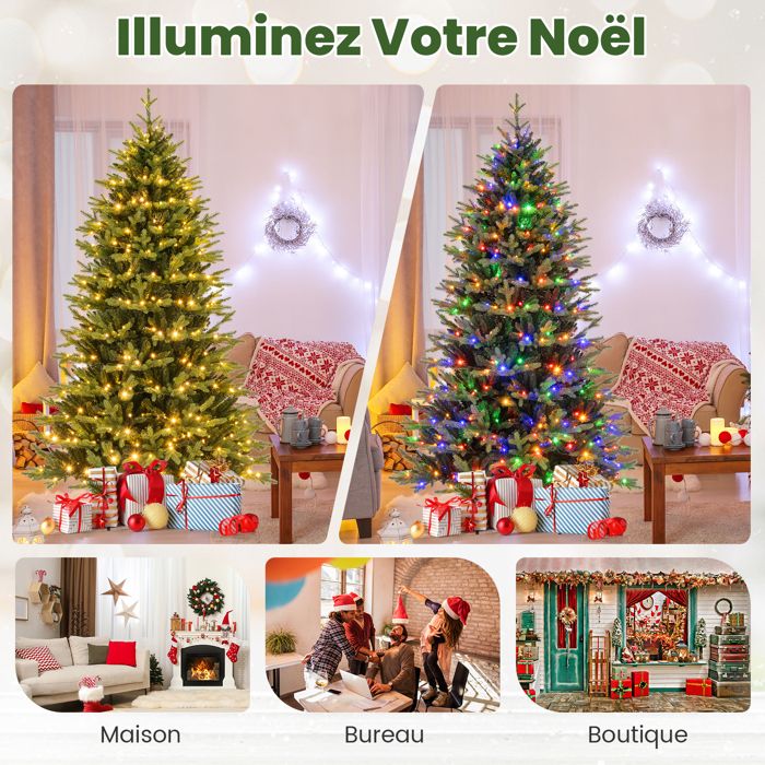 Décoration De Noël LED - Maisonnette Avec 4 Sapins, Minuterie, En Bois, 30 Cm