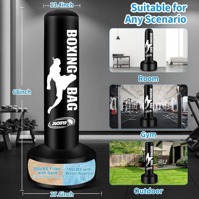 Sac de Frappe Adulte, 180cm Sac de Boxe Gonflable de avec Support Sacs — free download