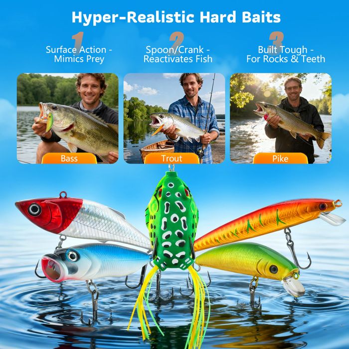 Lot De 5 Leurres Vintage Rat-L-Trap - Crankbaits Multicolores, Plongée 8 Ft
