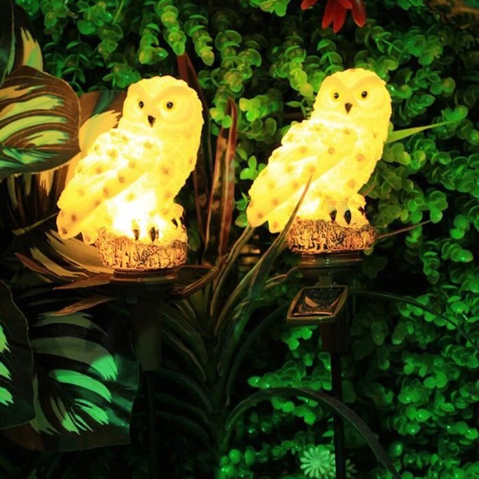 UKCOCO 2 Pièces Lampe à Fissures De Glace Hibou Lampes Solaires De Cour  Lumière De Jardin Solaire Lumière Solaire Figurines De Chouette De Jardin  Résine Craquer La Lumière Blanche Led : 
