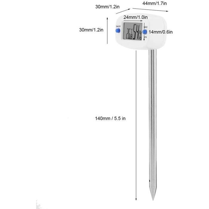 Thermomètre De Sol & Compost En Acier Inoxydable – Sonde 50 Cm – Plage 0-120°C – Idéal Jardin & Compostage