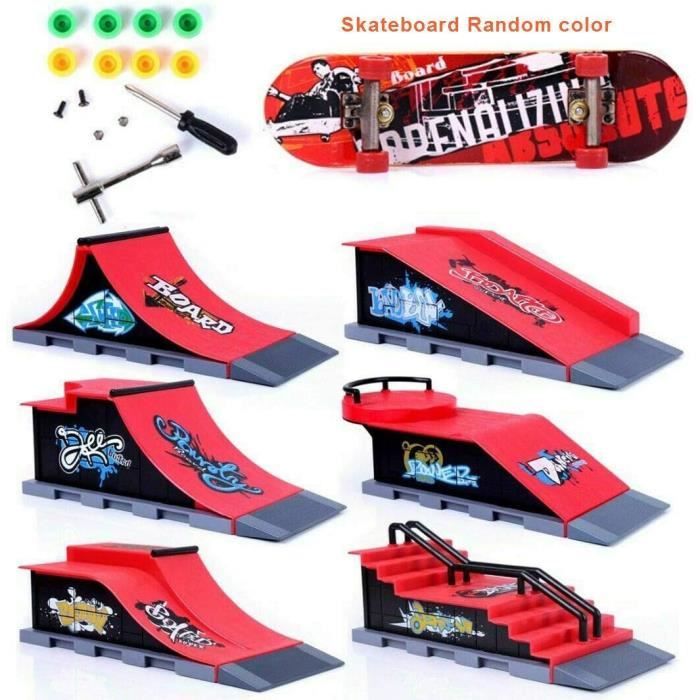 Sipobuy Kit Finger Skate – Planche à Roulettes Doigt DIY Avec Rampe, Accessoires Et Roues De Rechange – Scène De Skate Park – Dès 3 Ans