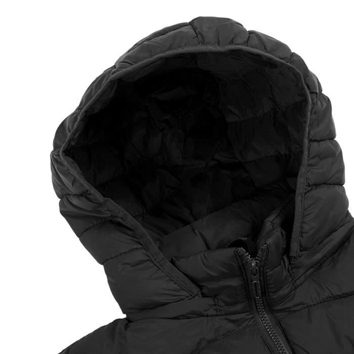 Veste chauffante pour femme homme Manteau à capuche chauffant électrique 3  températures contrle unique 2 zones USB Noir XL-XIF