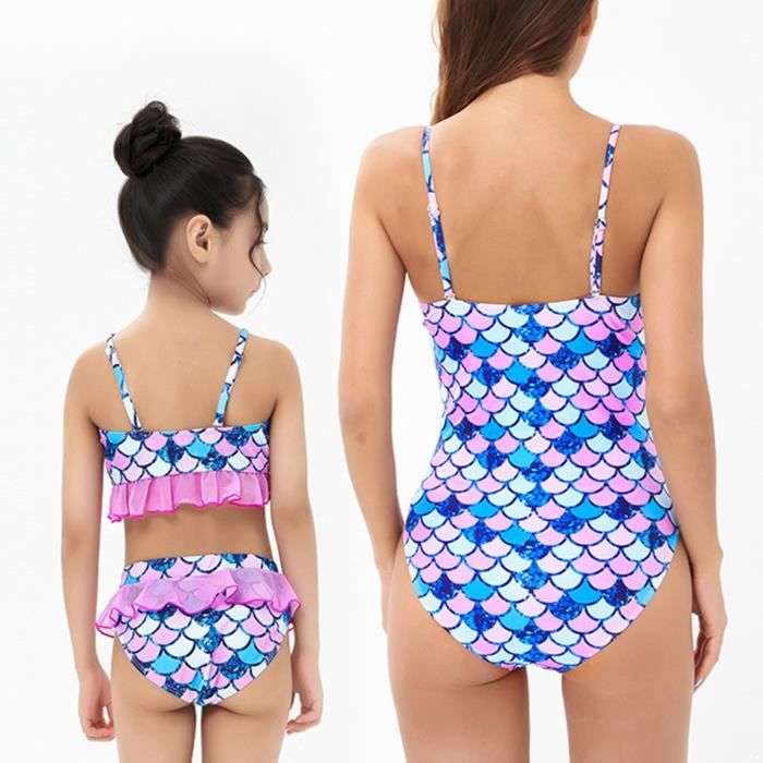 IEFIEL Mère et Fille Maillot de Bain 1 Pièce Tankini Femme Parent Enfant  Costumes de Natation Vintage S-XL 2-12 Ans Écailles rose - Cdiscount  Prêt-à-Porter