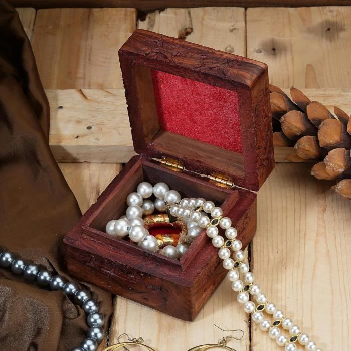 Boîte à Bijoux Ancienne En Bois Sculpté à La Main - Déco Vintage, Sans Marque