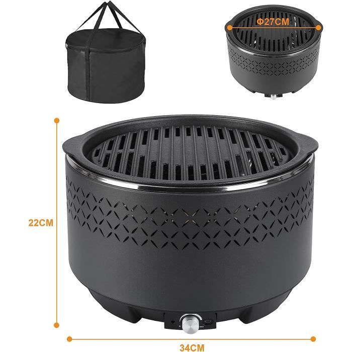 VEVOR Grille à Charbon 56 Cm Portable Avec Roues - Barbecue Bouilloire Émaillée, Couvercle Et Ramasse-Cendres