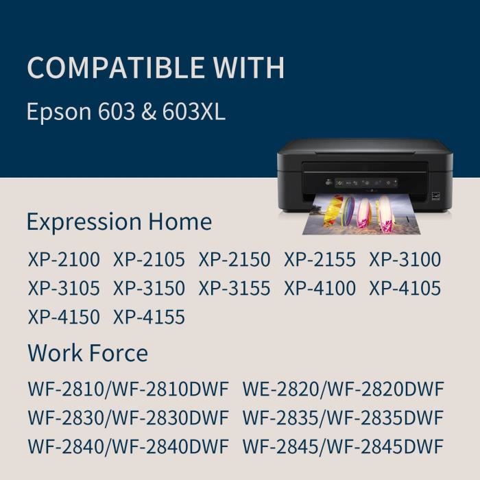 Cartouche WF-2840 XP-2155 XP-2150 XP-2100 XP-3100 XP-4100 XP-2105 XP-3105  Cartouches Encre 603 XL pour Epson 603XL pour Epson XP-3150 XP-2105 XP-4105
